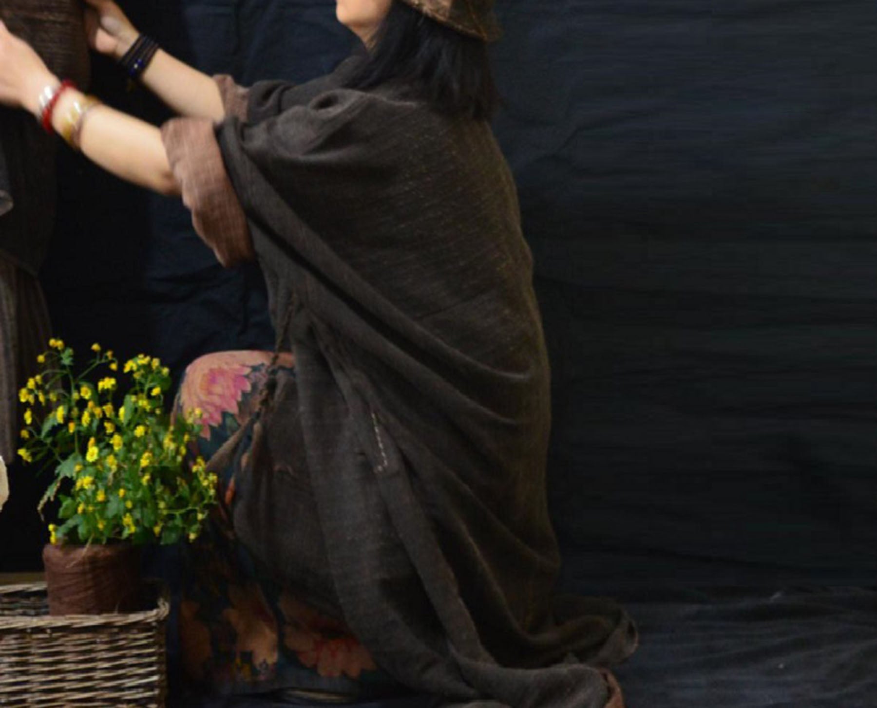 edoa Oversized Bohemian Raw Edged Reversible Tussah Silk Duster Coat 