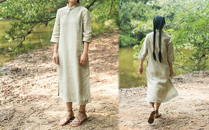 edoa Linen Modified Vintage Style Cheongsam