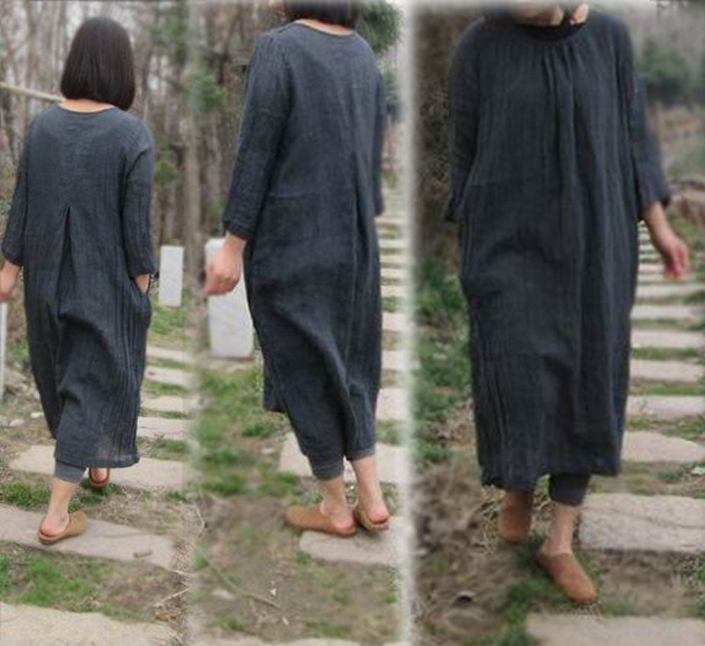 edoa Crinkle Linen Cotton Dress