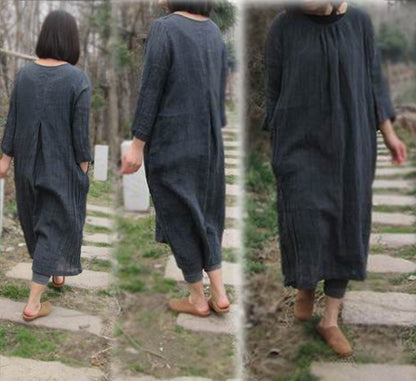 edoa Crinkle Linen Cotton Dress