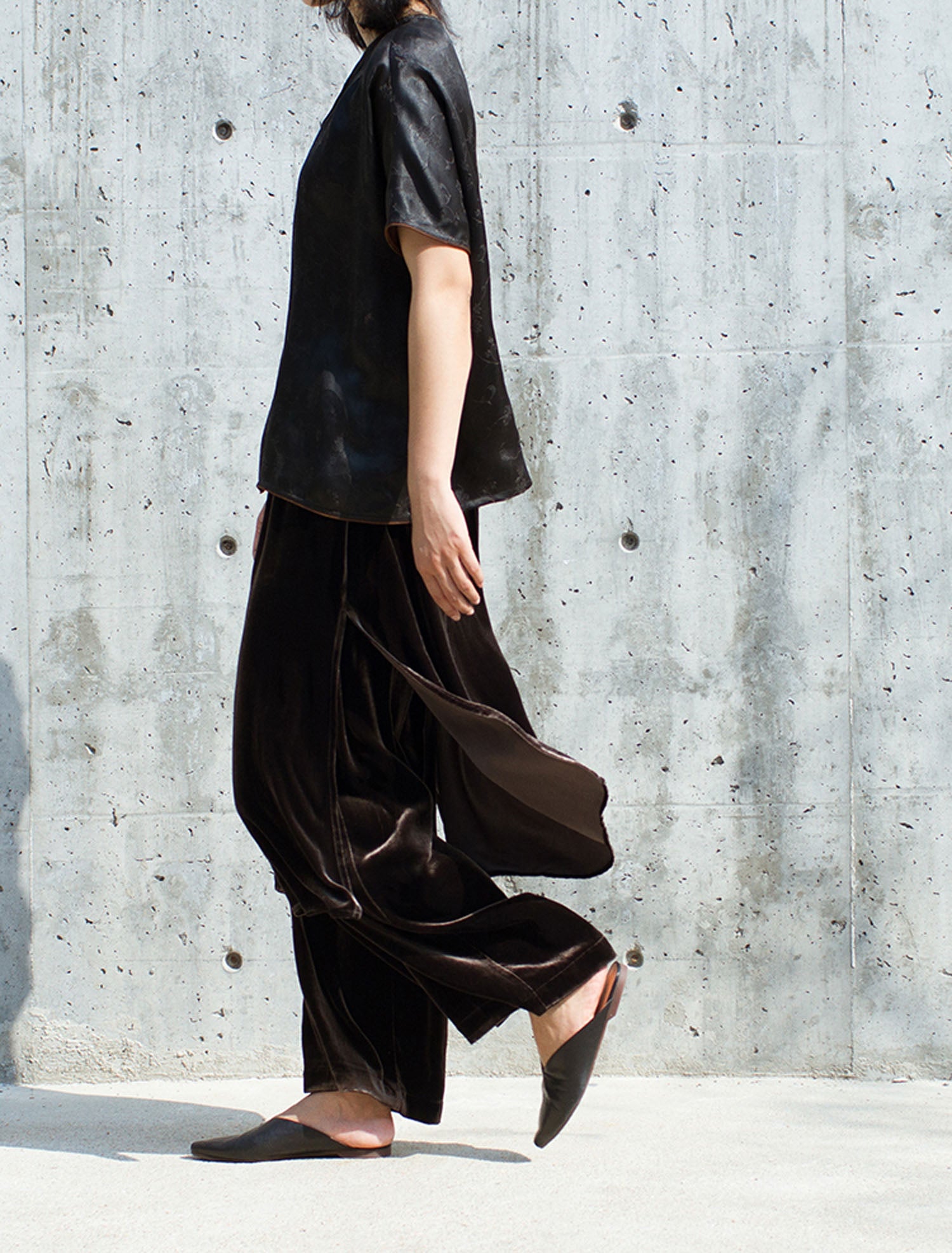 edoa Silk Velvet Skirt Pants 
