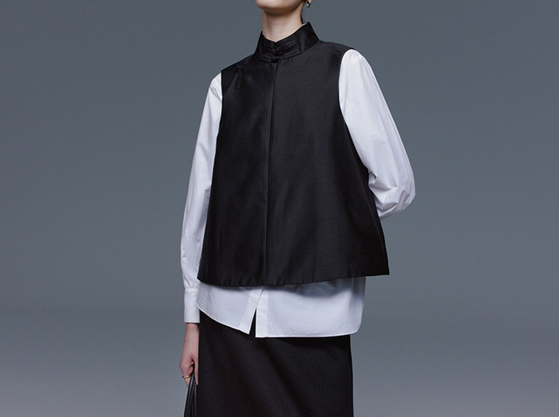 edoa Silk Taffeta Chinese Vest 