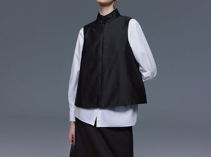 edoa Silk Taffeta Chinese Vest 