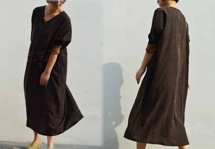 Maxi Distressed Mud Silk Dress dr0379 348