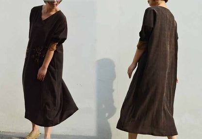 Maxi Distressed Mud Silk Dress dr0379 348