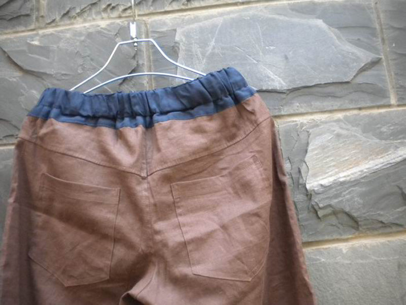 Loose Fitting Two-tone Wide-leg Linen Pants pa0102 021