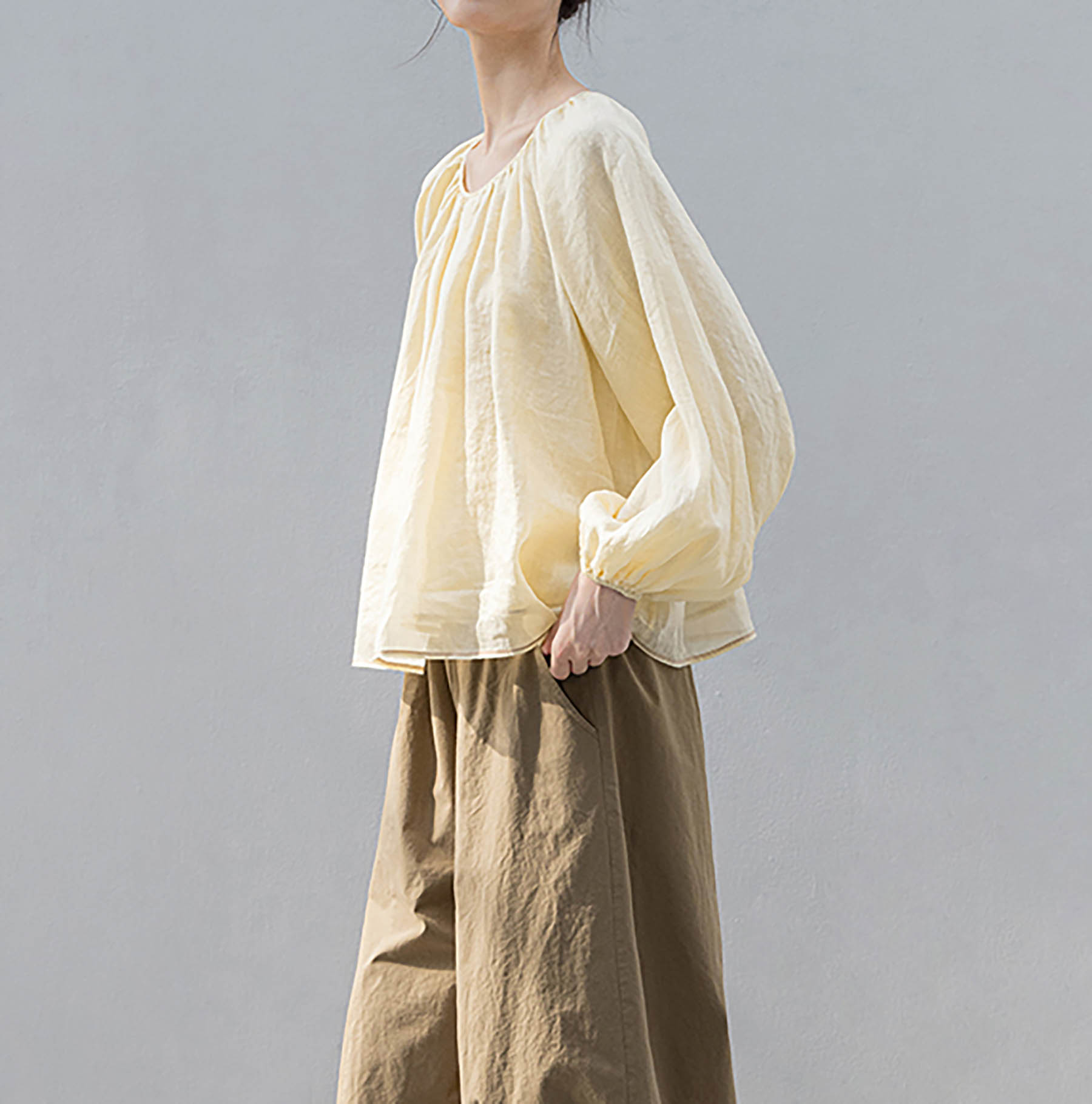 edoa Loose Fitting Double-layer Babydoll Shirt
