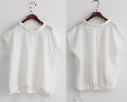 edoa Ramie Rolled Neck Oversized Top