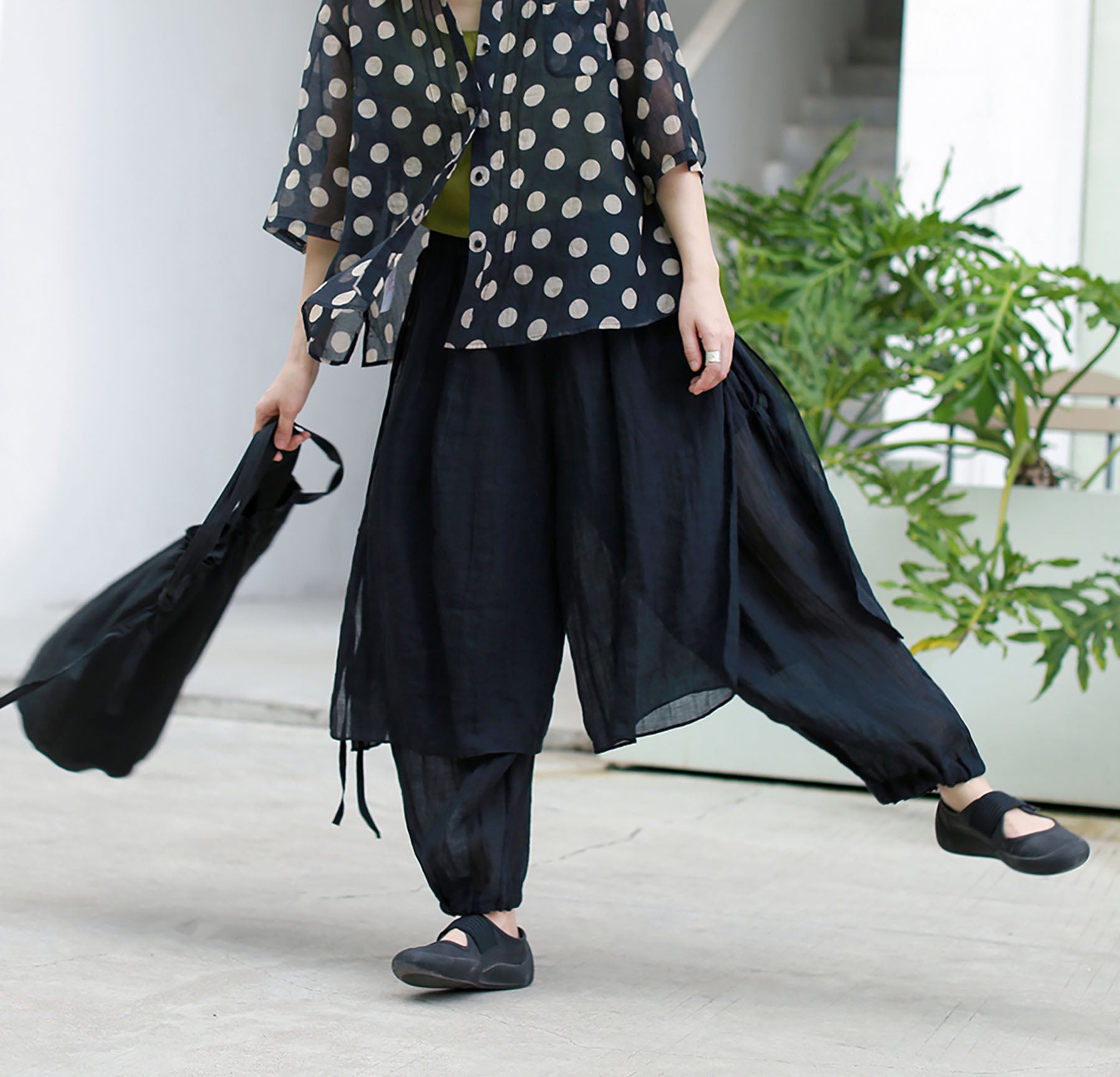 edoa Ramie Two Layer Lantern Pants 