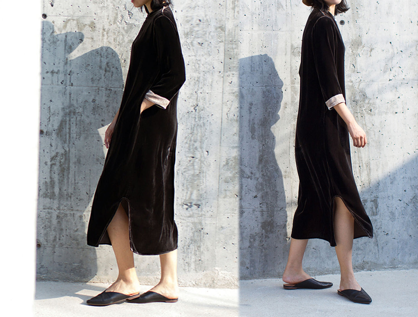 edoa Silk Velvet Modified Qipao