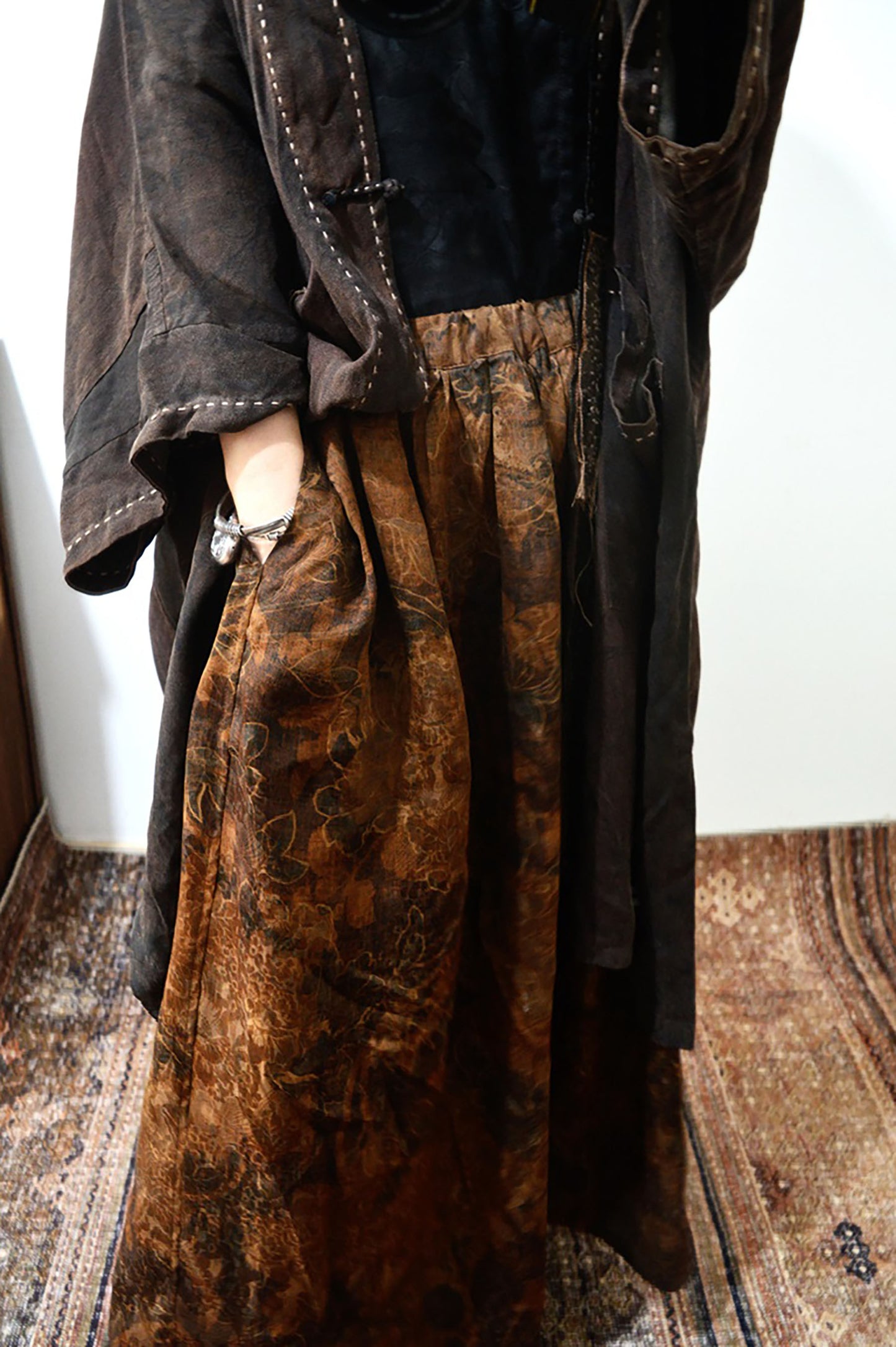 Printed Mud Silk Charmeuse Skirt sk0035 X171