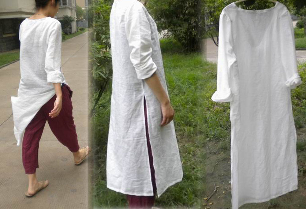 edoa Basic Linen White Tunic