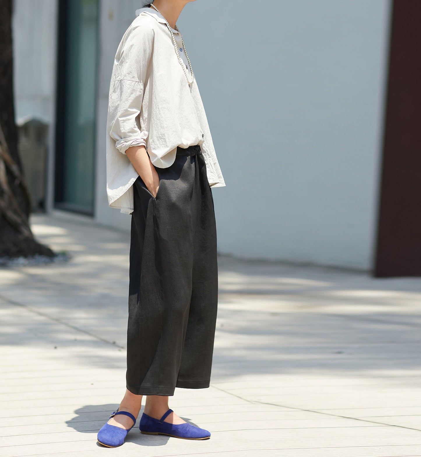 edoa Mud Silk Satin Crop Pants