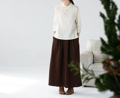 edoa Washed Linen Modified Chinese Blouse