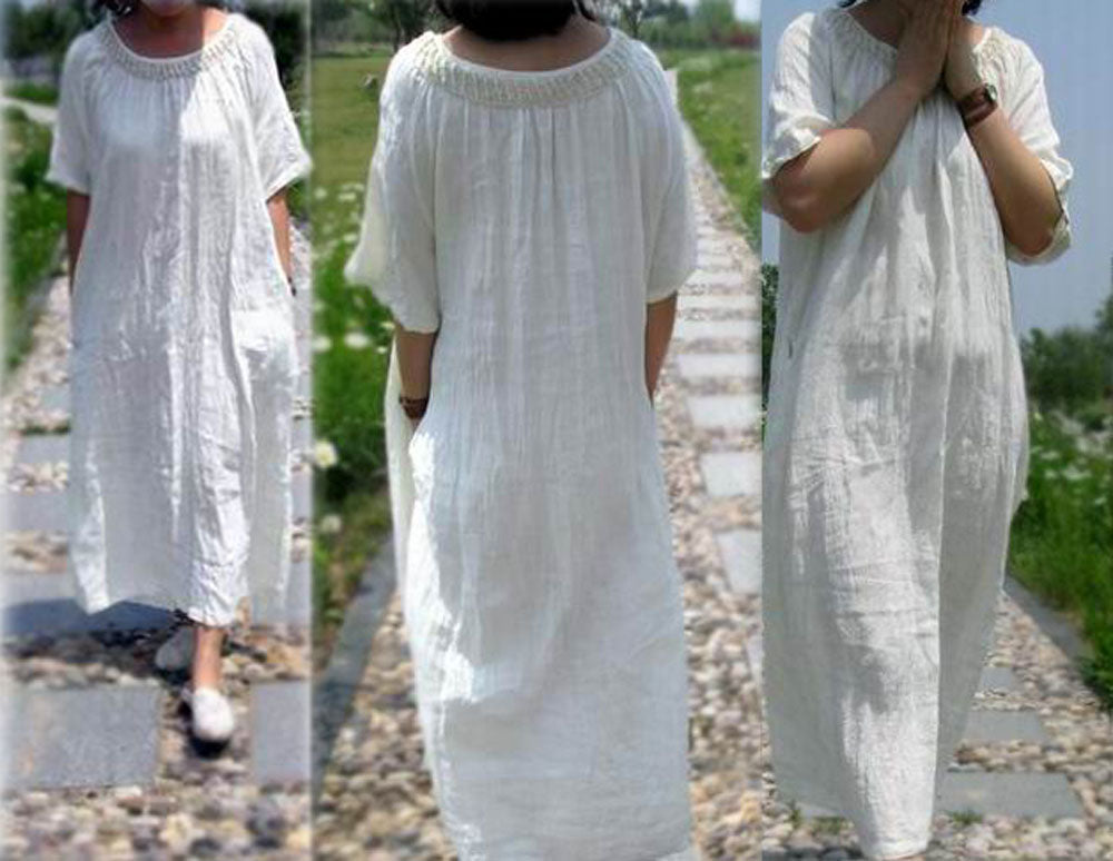 edoa Hand Crochet Maxi Ramie Tunic