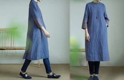 edoa Two Tone Yarn Dyed Linen Modified Qipao
