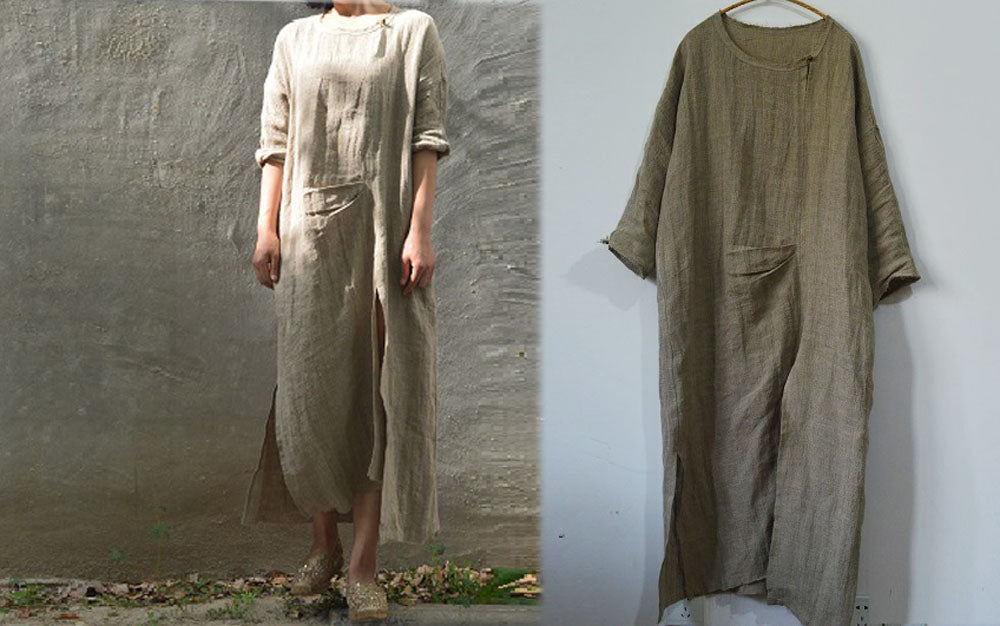 edoa Distressed Flax Linen Dress