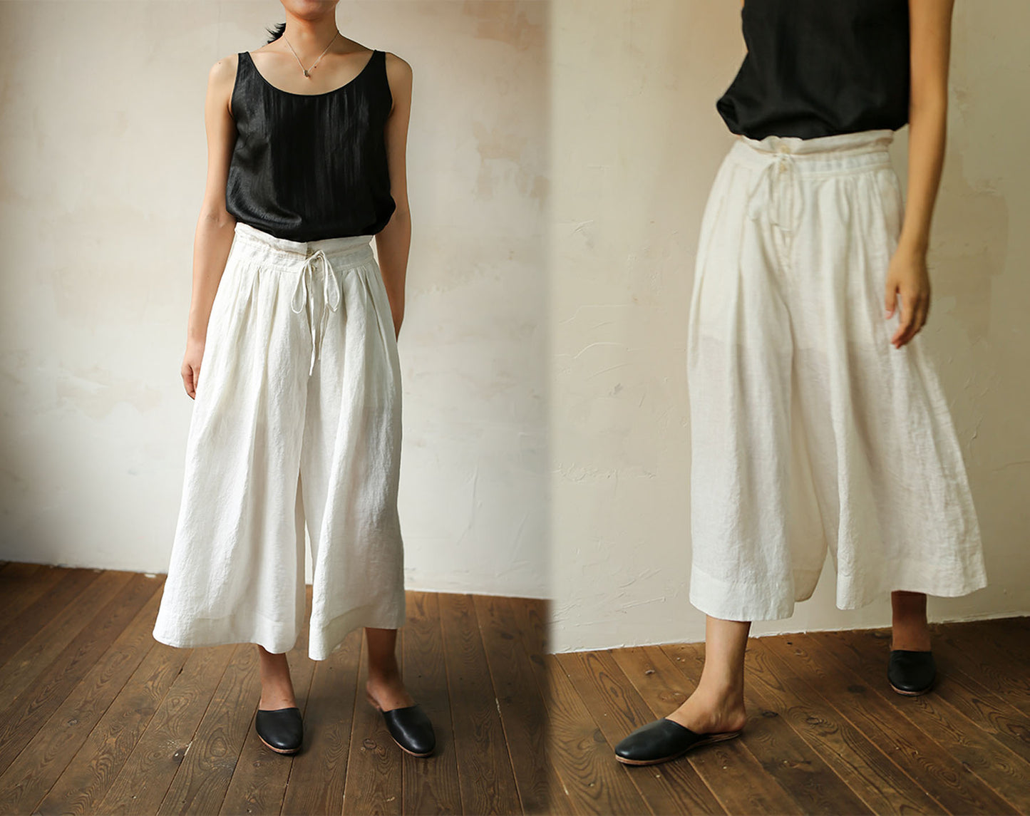 edoa Washed Linen Wide Leg Pants