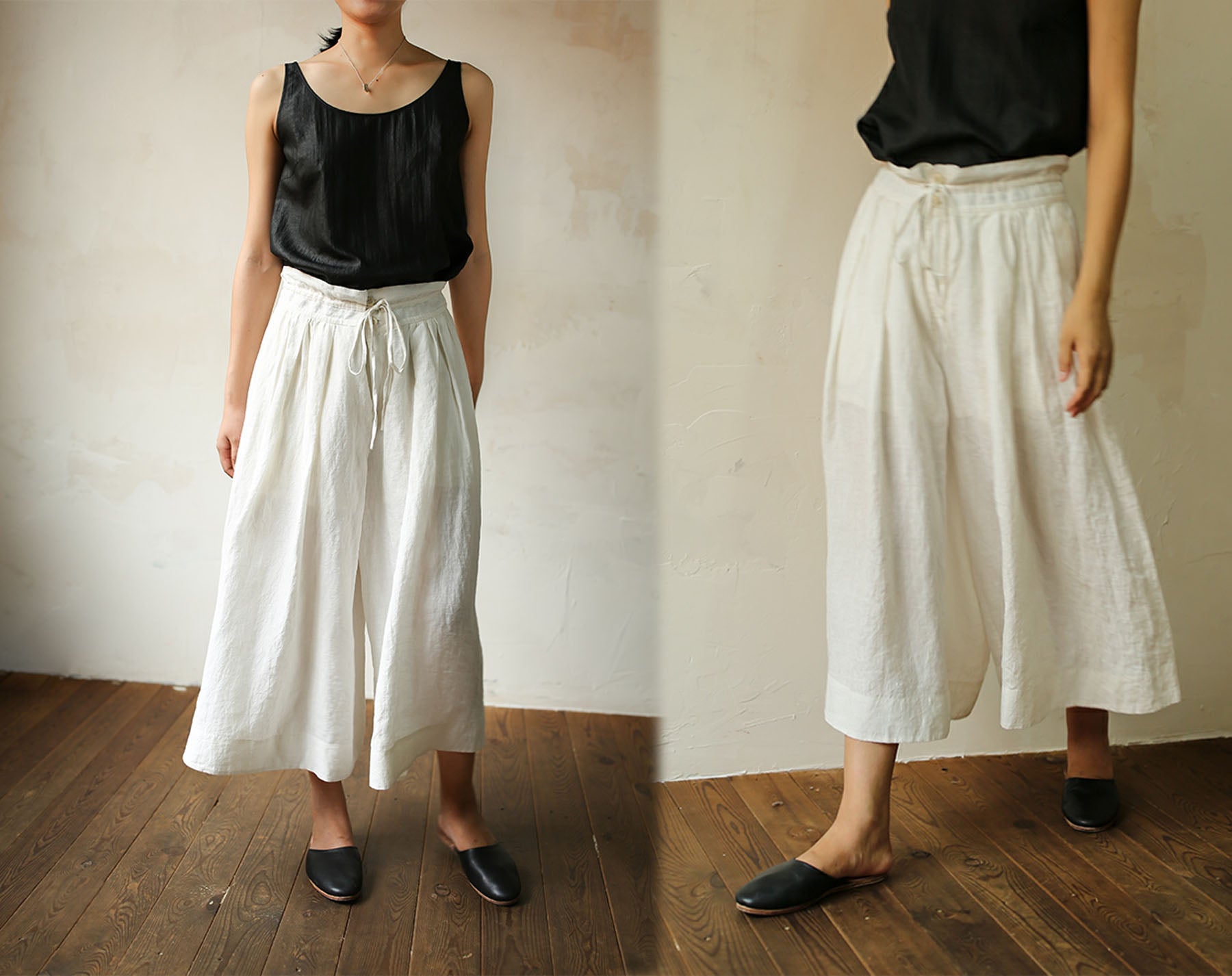 edoa Washed Linen Wide Leg Pants