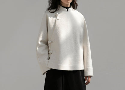 edoa Boiled Wool Short Chinese Coat 