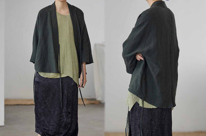 edoa Linen Modified Kimono Blazer Jacket