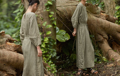 edoa Forest Washed Linen Dress