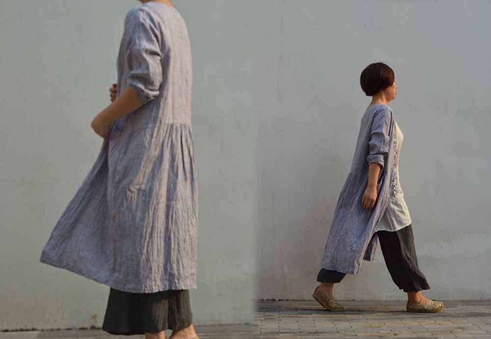 Gray Yarn dyed Linen Cardigan to0284 499