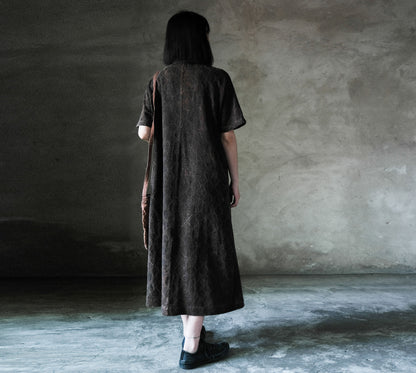 edoa Mud Tussah Silk jacquard Cheongsam Dress