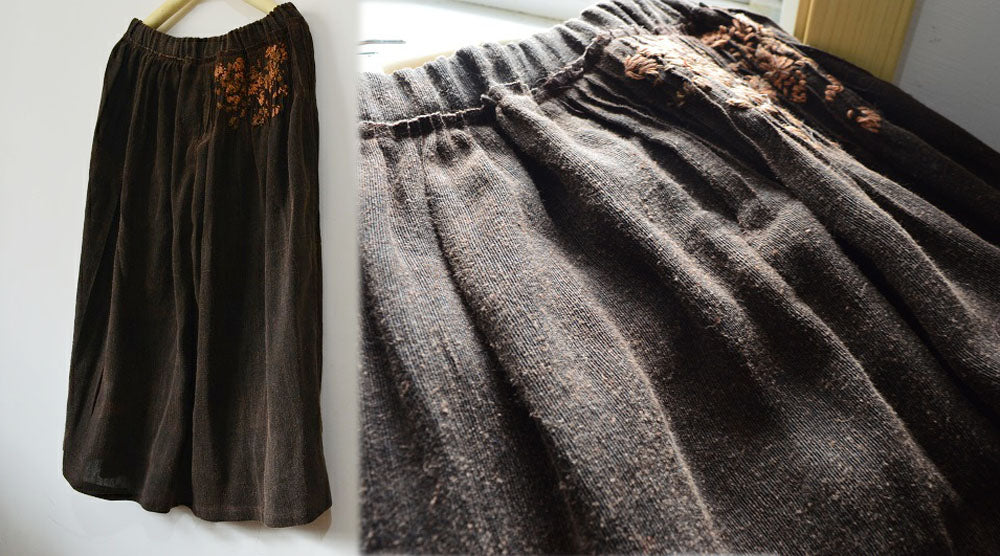 edoa Mud Tussah Silk Skirt with Hand Embroidery 
