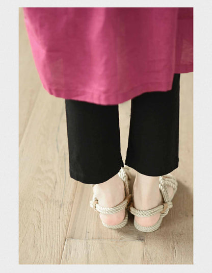 edoa V-neckline Linen Tunic Dress 