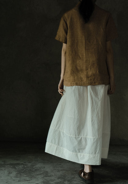 edoa Crinkled Paper Cotton Gathered Lantern Skirt 