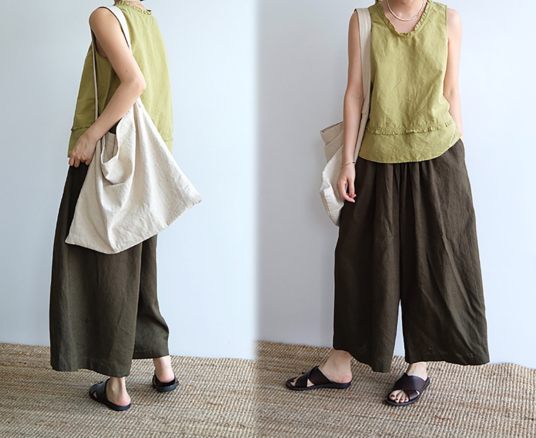 edoa  Linen Wide Leg Pants