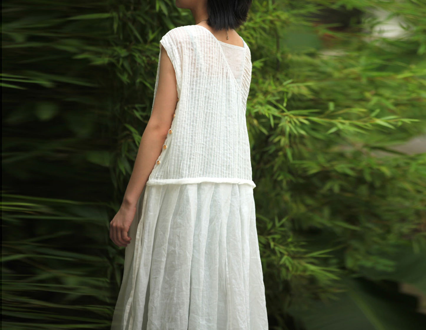 edoa Pintucked Pleated Maxi Dress