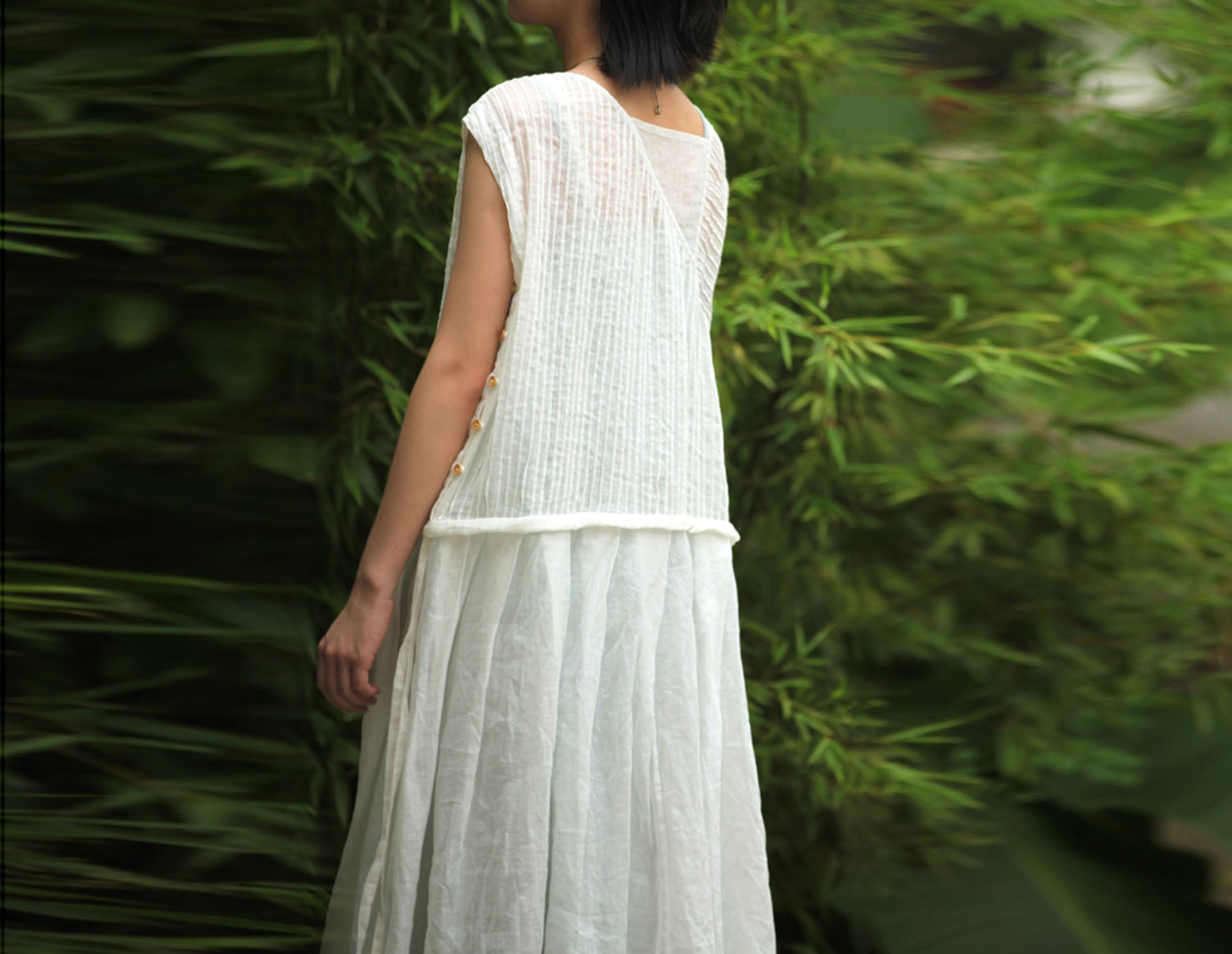 edoa Pintucked Pleated Maxi Dress