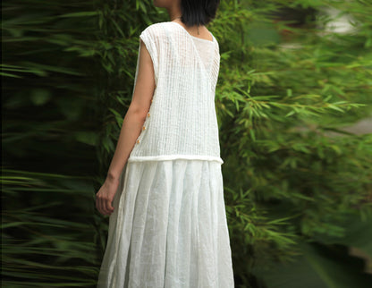edoa Pintucked Pleated Maxi Dress