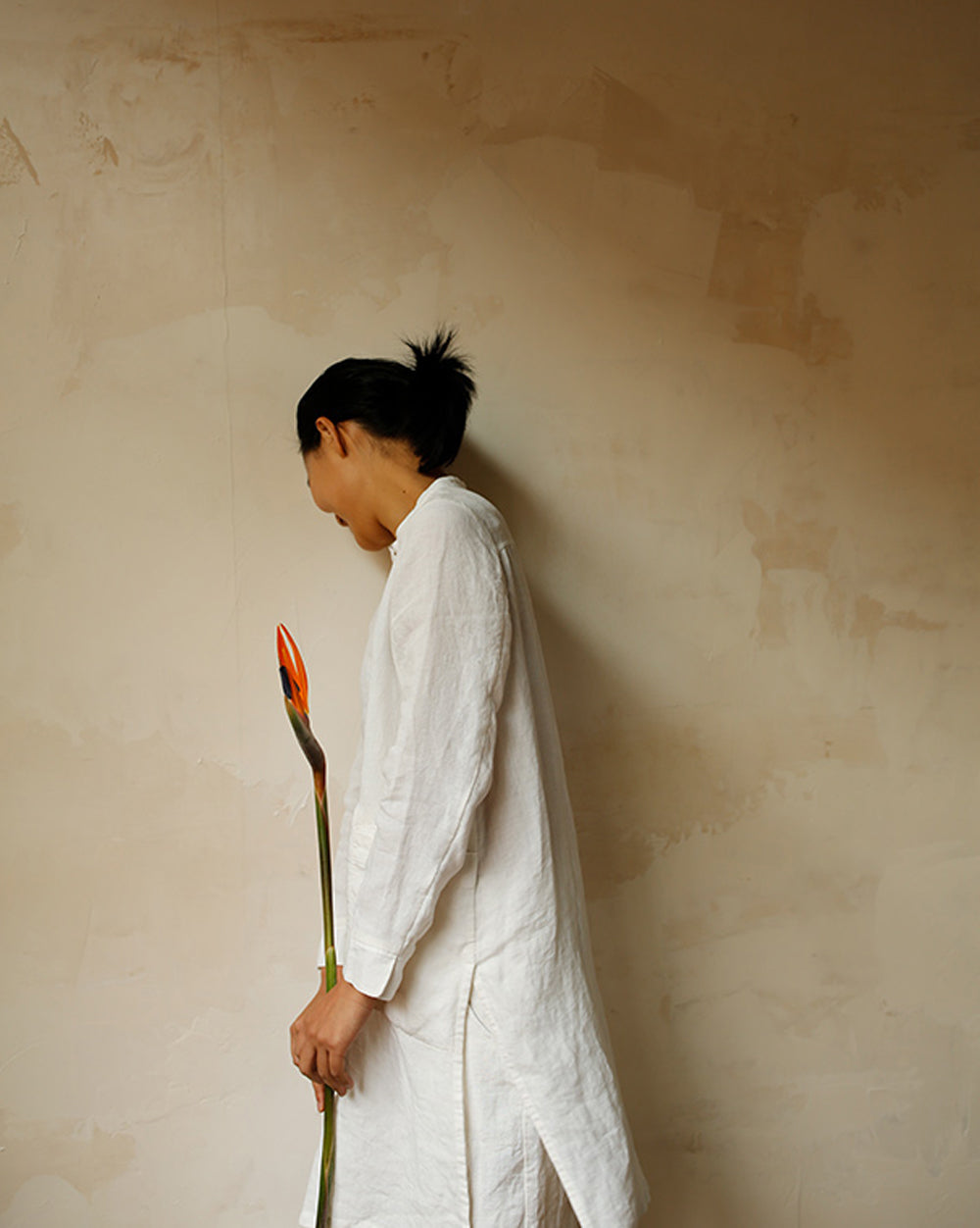 edoa Washed Hemp White Summer Tunic Top 