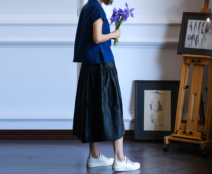 edoa Silk Charmeuse Tiered Skirt with Curved slits