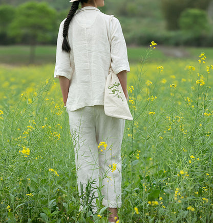 edoa Washed Linen Modified Qipao Top