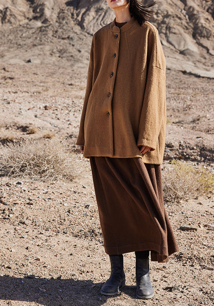 edoa Winter Boiled Wool Oversized Jacket