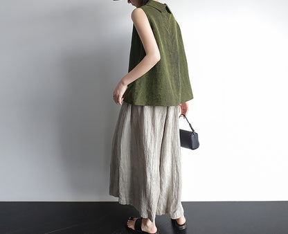 edoa Modenized Green Cracked Mud Silk Trapeze Tank Top