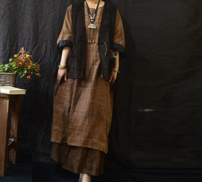 edoa Reversible Loose Fitting Cracked Mud Silk Dress 