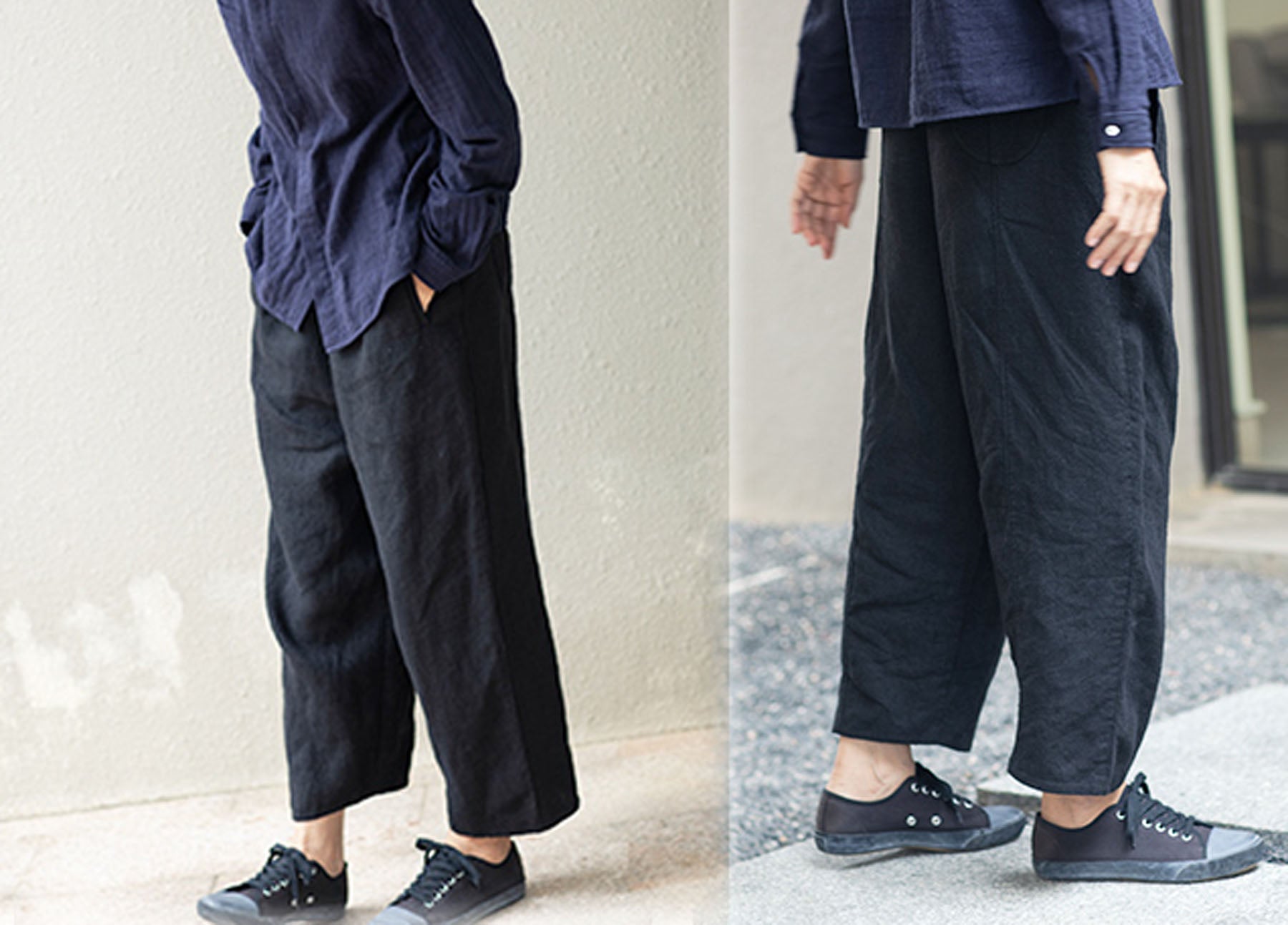 edoa Relaxed Black Linen Pants