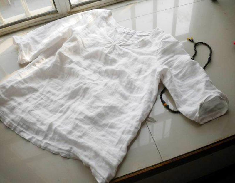 EDOA white linen blouse