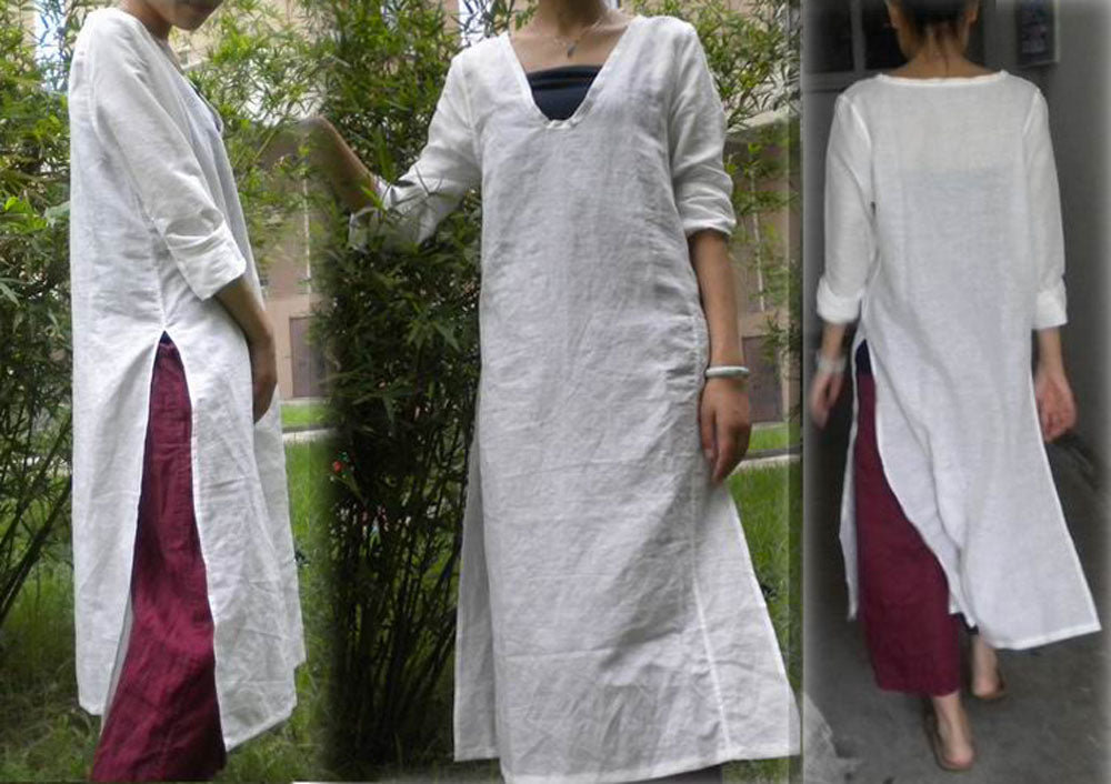 edoa Basic Linen White Tunic