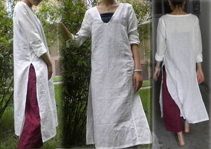 edoa Basic Linen White Tunic