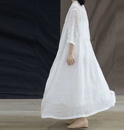 edoa High Counted Ramie Tie Dress