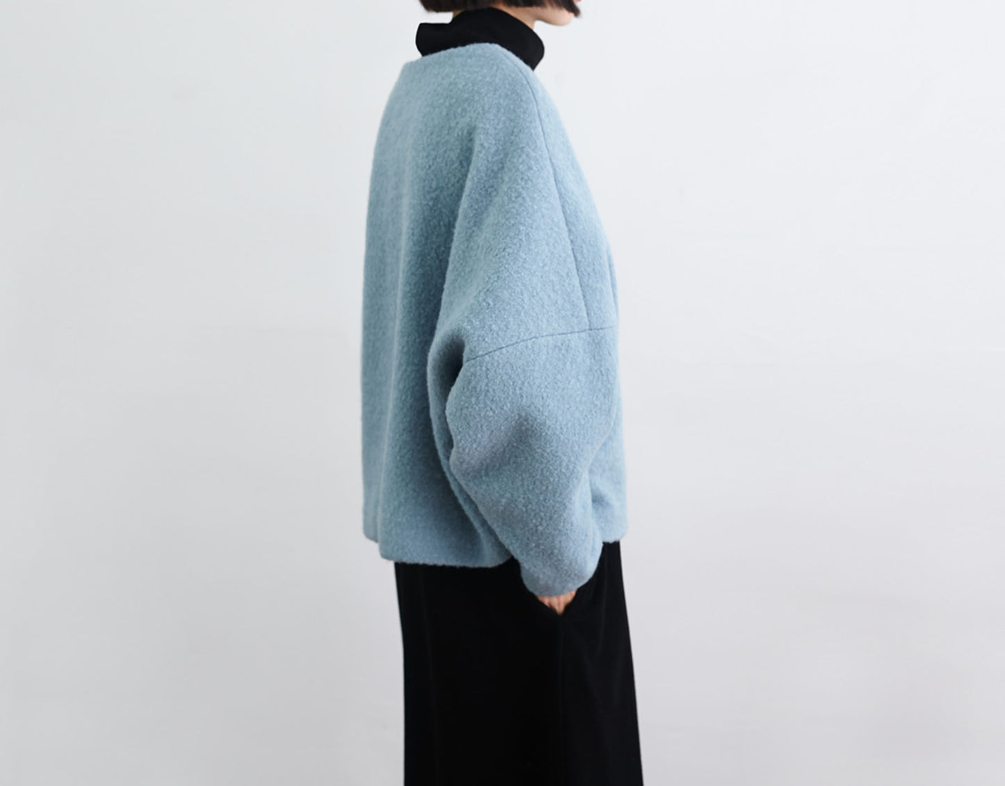 edoa Boiled Wool Oversized Bat Sleeve Pullover Jacket