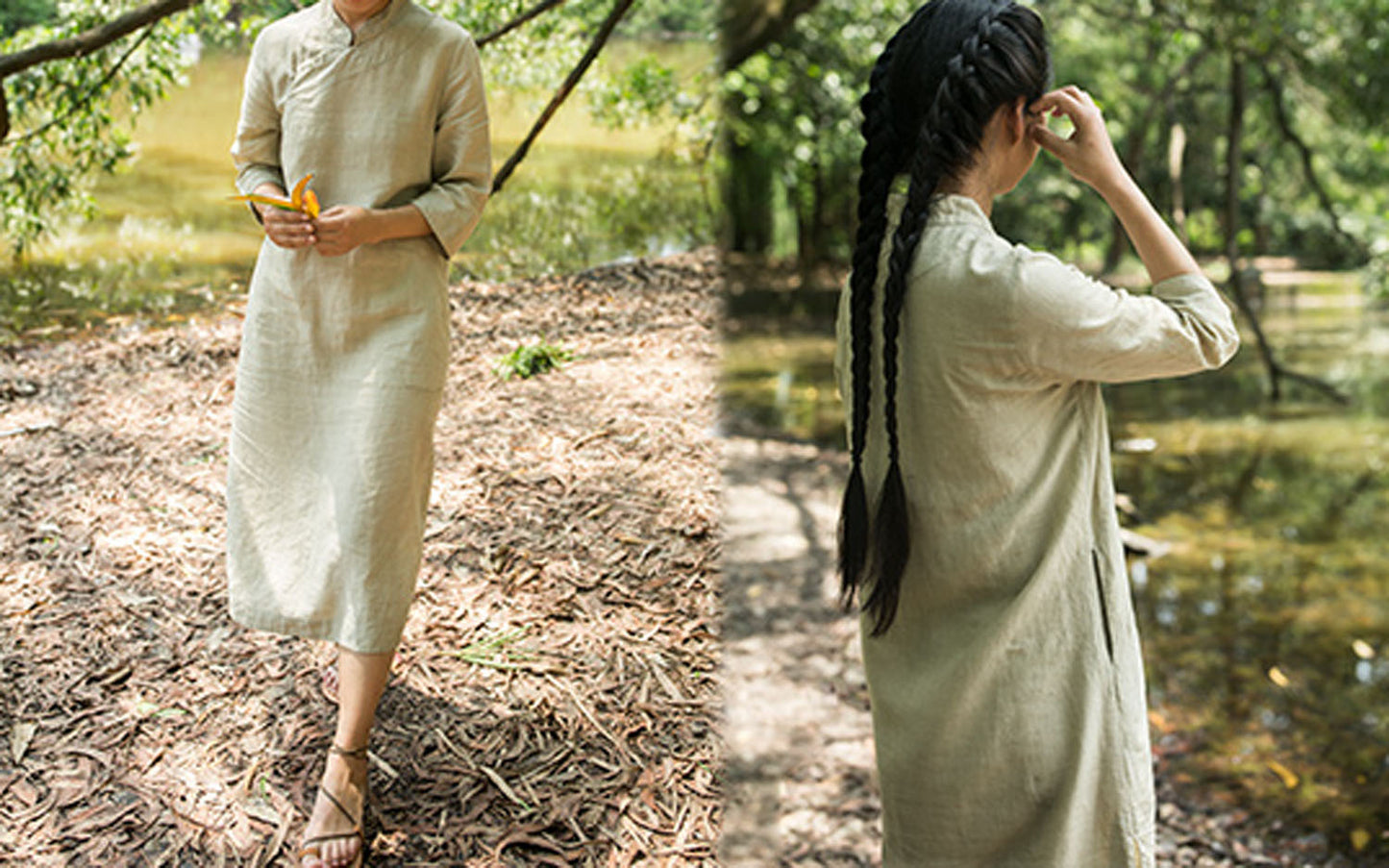 edoa Linen Modified Vintage Style Cheongsam