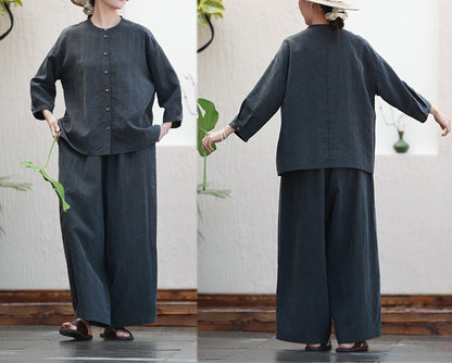 edoa Cracked Mud Silk Wide Leg Pants 