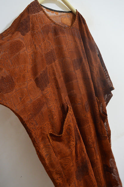 Super Loose Embroidered Mud Silk Chiffon Over Dress dr0134 X286